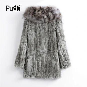CT903 Pudi 2020 noi de toamna pentru femei reale haină de blană de iepure cu vulpe guler de blană doamna haina casual transport gratuit