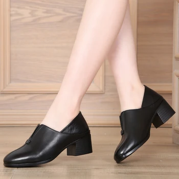 Cuculus Tocuri inalte Femei Pompe Piața de Moda Tocuri inalte toc Gros Pantofi Rotund-Deget de la picior Birou Doamnelor Pantofi de Primăvară pantofi casual