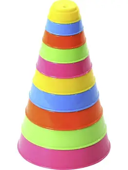 Culoarea si Forma Polesie Divertisment Piramida (10 element. jucarii educative pentru copii pentru copii joc pentru băieți și fete de învățare și educație abilitățile motorii fine de CULOARE și FORMĂ