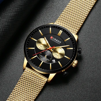 CURREN, Ceas de Moda pentru Bărbați Sport Impermeabil Ceasuri pentru Bărbați din Oțel Inoxidabil Plasă de Trupa Cuarț Ceas Casual de Afaceri Ceas de mână