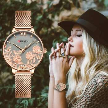 CURREN Femei Ceasuri de Brand de Lux din Oțel Inoxidabil Curea Ceas de mana pentru Femei Casual Ceas Elegant Doamnelor Cuarț Ceas pentru Cadou