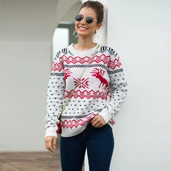 DANJEANER 2019 Crăciun Pulover Clasic de Zăpadă și Cerb Gros cu Maneci Lungi Tricotate Pulovere Plus Dimensiune Pulovere Tricotaje Streetwear