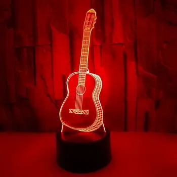 [DBF]Chitara 3D Lampa Iluzie Optică Lumina de Noapte pentru Cameră Decor Cool Cadouri Touch/Control de la Distanță 7 Culori Schimbare Jucarii