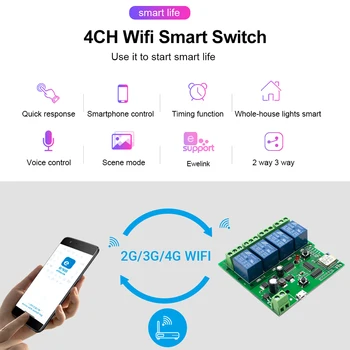 DC12V 24V eWelink WiFi Inteligent Comutator Releu Modulul Timer Telecomanda Wireless Tarasc/Auto-Locking Module for Smart start Google