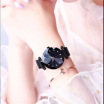 De lux doamnelor ceas magnet plasă din oțel inoxidabil cu înstelat moda diamant de sex feminin luminos strălucind cuarț ceas relogio feminin