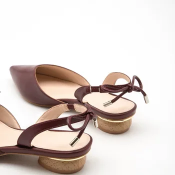 De mari Dimensiuni Baotou Sandale Femei Toc Gros de Vară 2020 Moda femeii a Subliniat toe cu Bowknot Sandale Pantofi