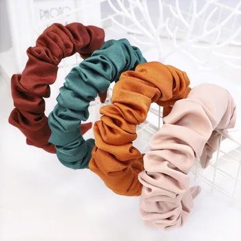 De Vânzare fierbinte Nou Elasticele Hairband Simplu de Culoare Tesatura Plisata Bentita Rid coreean Benzi pentru Femei Accesorii de Par