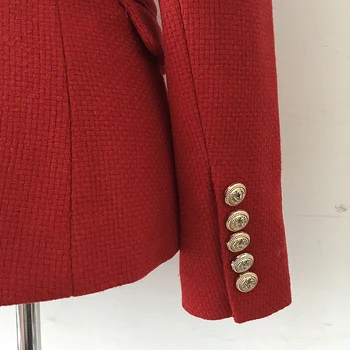 De ÎNALTĂ CALITATE, cele mai Noi Moda 2020 Toamna Iarna Designer Blazer Jacheta Femei Clasic Leu Butoane de Lână Tweed Blazer Coat