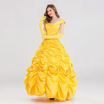 De înaltă calitate, Frumusete si ia Belle Dress Adult Printesa Belle Cosplay Costum Fantezie Rochie de Printesa SAU Peruci, Costume Rochii Lungi