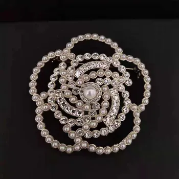 Design modern cristal pearl camellia floare Broșă de bijuterii pentru femei petrecerea de nunta