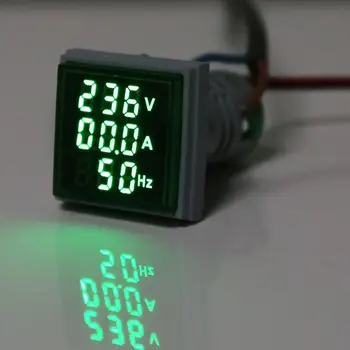 Digital 3in1 AC Ampermetru Voltmetru Hz Curent de Frecvență Metru Pătrat de Lumină de Semnal 22mm Digital Tensiune Amp Hz Lampa Led Indicator