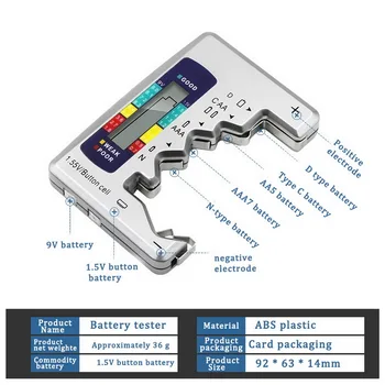 Digital Tester Baterie Display LCD Universal Buton Mobil de Coduri de Culori Metru Indica Capacitatea Bateriei Verificați Diagnostic Detector