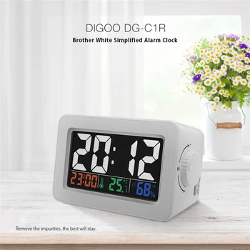 Digoo DG-C1R Dublu Buton Simplificată Ceas Deșteptător Touch-regla lumina de Fundal Cu Temperatura Umiditate Display Alb/Negru