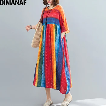 DIMANAF Vara Supradimensionat Rochie de Imprimare Femei Îmbrăcăminte Sundress Vacanță pe Plajă Casual Doamna Vestidos de Bumbac Vrac Plus Dimensiune 5XL 6XL