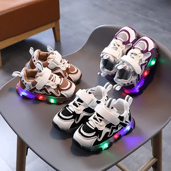 Dimensiunea 21-30 Copil a Condus Pantofi Baieti Non-alunecare Luminos Pantofi Fete rezistent la Uzura Casual, Adidasi Copii Respirabil Adidași Stralucitoare