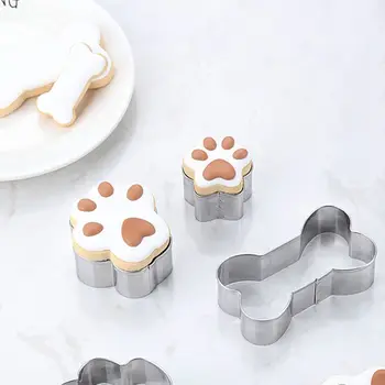 Din Oțel inoxidabil Câine de Companie Os Laba Cookie Cutter Mucegai DIY Fondant de Patiserie Biscuiți X4YD