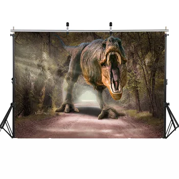 Dinozaur Fotografie Fundal Junglă Pădure De Desene Animate Pentru Copii De Ziua De Fundal Tyrannosaurus Rex Lumea Jurassic Photocall