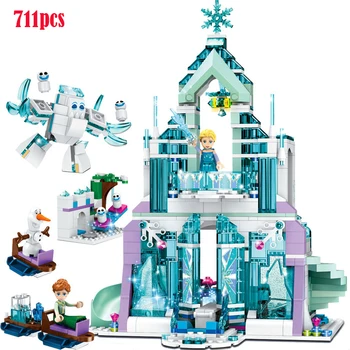 Disney Frozen Snow World Series Elsa Magic Castelul de Gheata Set fete Blocuri Caramizi Jucării prietena compatibil 41148
