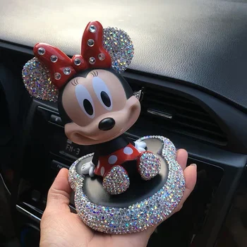 Disney Mickey Minnie Figura Anime Papusa Auto Accesorii De Moda De Desene Animate Drăguț Diamant Mickey Mouse Masina Decor Figura Papusa Jucării