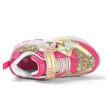 Disney noi pentru copii pantofi casual toamna și iarna fete pantofi de sport de desene animate printesa lumini cu LED-uri fete pantofi de funcționare
