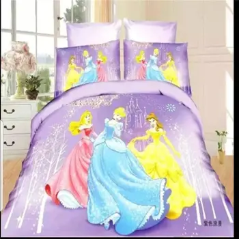 Disney Princess Set de lenjerie de Pat Twin Dimensiunea lenjerie de Pat Pentru Copii cu Pilota Plapuma Acoperă Singur Decor Dormitor Fete de Imprimare 3D pentru Copii