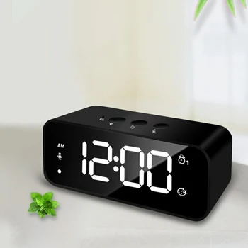 Display LED Digital Ceas cu Alarmă, Oglinzi Muzica Ceas cu Dual Alarme și Ceas cu Alarma Snooze pentru Dormitor, Bucatarie