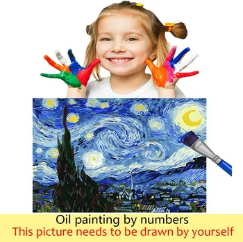 DIY coloranți imagini de numere cu culori peisajul într-o zi ploioasă de imagine de desen pictură de numere încadrată Acasă