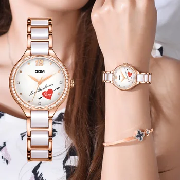 DOM moda doamnelor ceas cu diamante ceramica curea top brand de lux doamnelor de la Geneva cuarț ceas G-1271G-7MX