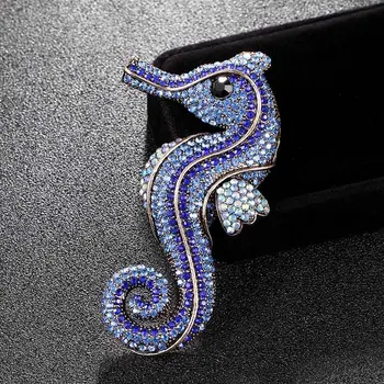 Donia bijuterii drăguț mix de culoare seahorse Broșă Strălucitoare stras costum de animal Accesorii Femei Brosa turban Pin Cadou