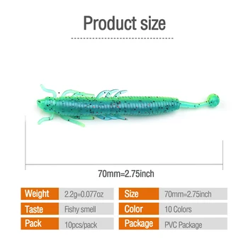 DONQL 24buc Jig Silicon Momeli de Pescuit 70mm 2.2 g Worm Moale, Miros de Pește Momeală Artificială Bass Swimbaits de Iarnă de Pescuit Nada