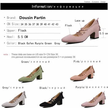 Dousin Pârtie de Top de Design de Moda Femei Pompe de Pantofi Casual Pătrat cu Toc Turma Dantela Sus pompe N5874123