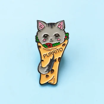 Drăguț Burrito Cat Purrito Greu De Email Pin Drepturile Animalelor Medalie Brosa Desene Animate Moda Rucsac Bijuterii Unice Vegetarianismul Cadou