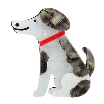 Drăguț Câine Acrilice Broșe Pentru Femei, Bărbați Bijuterii Handmade Animal Mare de Pini și Broșe Moda Rășină de Pin Rever Cadouri de Craciun