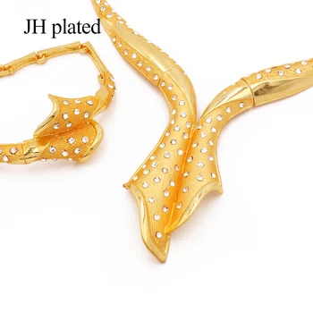 Dubai Aur de 24K culoare seturi de bijuterii Africane mireasa nunta ornament cadouri pentru femei brățară colier cercei inel collares set
