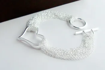 Dulce romantic modele de sex feminin argint 925 bratara in forma de inima de design solid brățară de argint doamnelor moda bijuterii