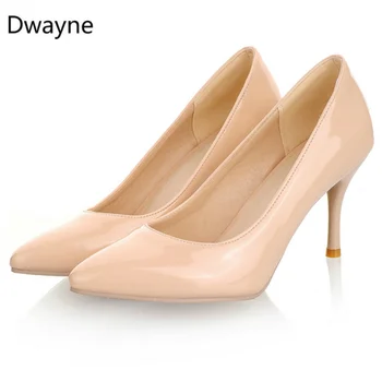 Dwayne tocuri înalte de Moda femei pompe toc subțire clasic Deget de la picior a Subliniat sexy prom pantofii de mireasa Plus Dimensiune 33-47 picătură de transport maritim