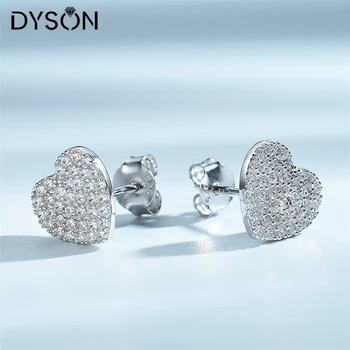 Dyson Argint 925 Cercei Stud Pentru Femei Micro Deschide Setare Forma De Inima Zircon Cercei 2020 Trendy Bijuterii Fine