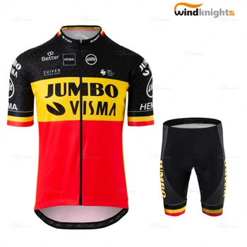 Echipa Jumbo Belgia Campion replica jersey set de vară 2020 Maneca Scurta barbati ciclism îmbrăcăminte Roupa de ciclismo Rapidă Costum Uscat