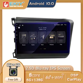 EKIY 6G+128G Pentru Honda Civic 2012 2013 Android 10 Radio Auto Multimedia Player Video de Navigare GPS 2 Din DVD Carplay