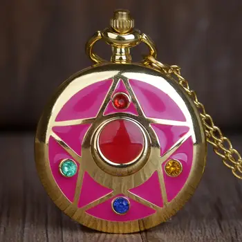 En-gros de Colorat cu Sailor Moon Ceas de Buzunar pentru Copii Pandantiv Vintage Grils Doamnelor Cadou Fob Ceasuri de Buzunar Colier Lanț