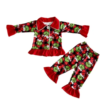 Fată drăguță Maneca Lunga Set Haine Copii Iarna Pijamale Costum Copii Moda Zburli Costum de Crăciun