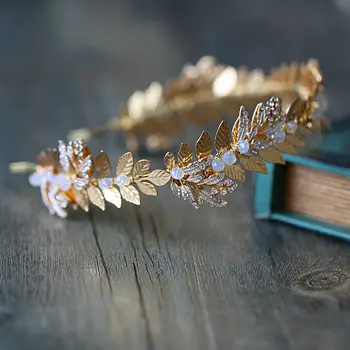 Femei Bentita Foita De Aur De Păr Bijuterii Realizate Manual Opal Cristal Coroanei De Mireasa Accesorii De Par