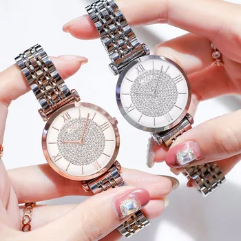 Femei Ceasuri de Moda Gypsophila Diamond Design Ceas din Oțel Inoxidabil Curea Cuarț Încheietura Ceas pentru Cadouri Relogio Feminino