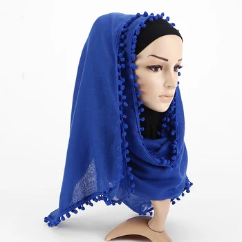 Femei Eșarfă de Iarnă Pom Bile de Bumbac Eșarfă PlainBall Șaluri Musulmane hijab Folie Banda Eșarfe/Esarfa 180*80cm 13 culoare