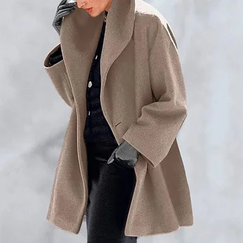 Femei Iarna Haină De Lână Liber Casual Cu Maneca Lunga Cu Gluga Palton 2020 Nou Solid Îngroșa Cald Doamna Uza Amestecuri De Haine