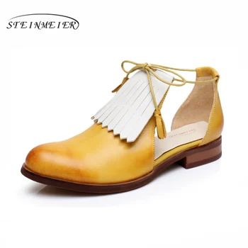 Femei piele de oaie Autentice din Piele pantofi balerini Sandale pantofi de lux yinzo doamna handmade vintage oxford pantofi de vară 2020