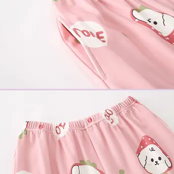 Femei Pijama Seturi de Mari Dimensiuni 5XL Două Bucăți de Desene animate de Imprimare Elevii Dulce Drăguț de Agrement Cameră Purta Topuri de Bumbac Elastic Talie Pantaloni
