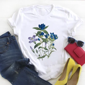 Femei Plus Dimensiune 4XL Flori Florale Acuarelă Drăguț de Vară Doamnelor Kawaii Haine Teuri de Sus Grafice Imprimate Tricou Femei T-shirt