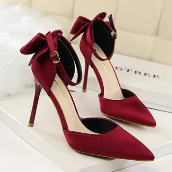 Femei Pompe 2020 Noi Femeile Tocuri inalte Fluture nod Nunta Pantofi Rosii Pantofi pentru Femei Elegante, Pantofi de Partid Plus Dimensiune 35-43