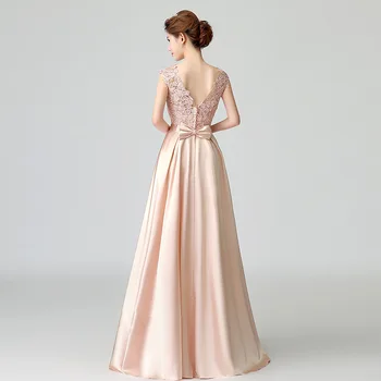 Femei rochie lunga de seara plus size O gâtului fără mâneci dantela satin formale bal eveniment rochie roz sexy cocktail nunta rochie de petrecere